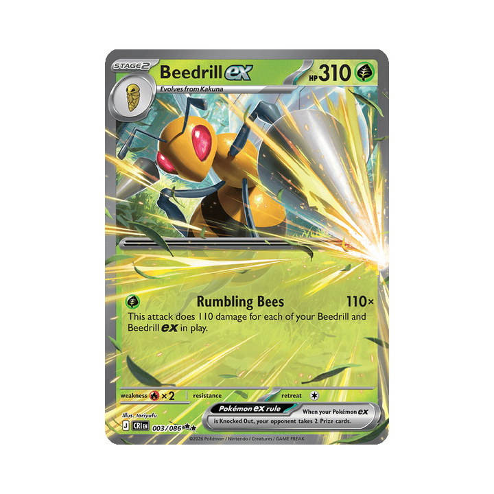 Zeldzame Beedrill ex Pokémon kaart met Rumbling Bees van Find My Card