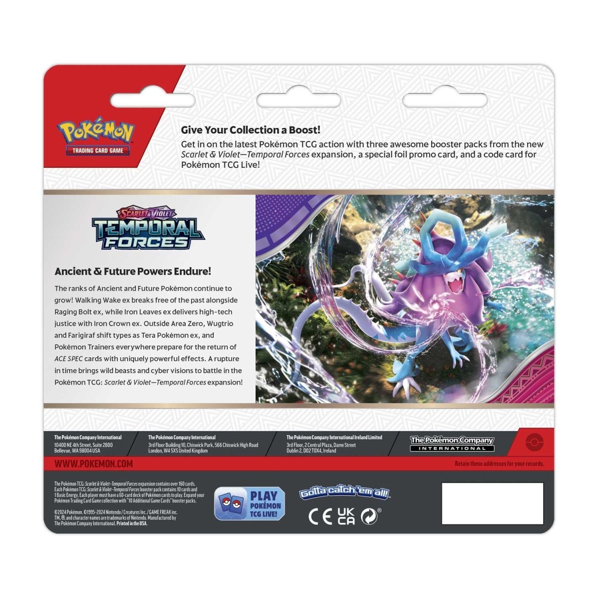 Pokémon TCG: Scarlet & Violet-Temporal Forces 3 Booster Packs & Cyclizar Promo Card