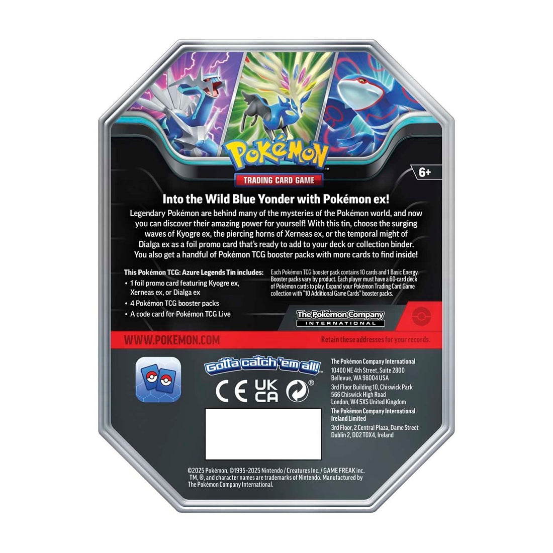 Pokémon TCG: Azure Legends Tin (Kyogre ex)